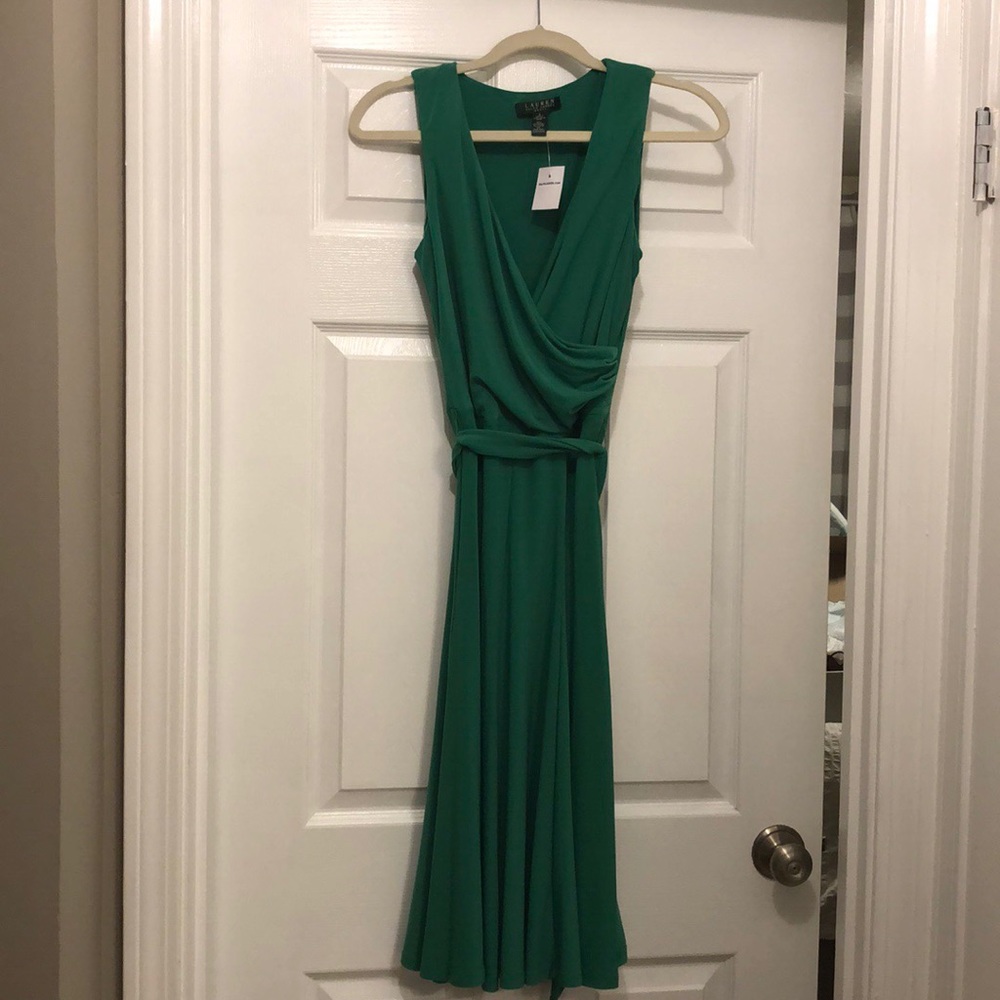 RALPH LAUREN KELLY GREEN MIDI DRESS | Size 2 |